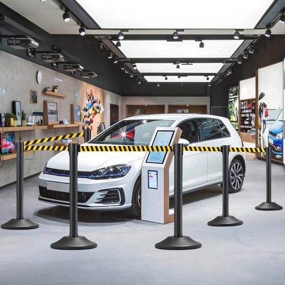 Set of 2 Stanchions with 6.6 FT Retractable Belts, Black Stanchion Post for Crow - Picture 7 of 8